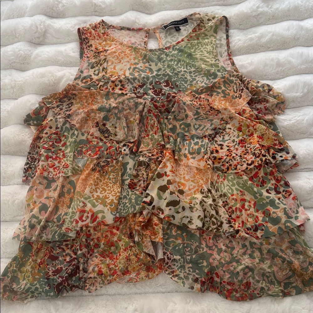 Colorful Sleeveless Ruffle Top